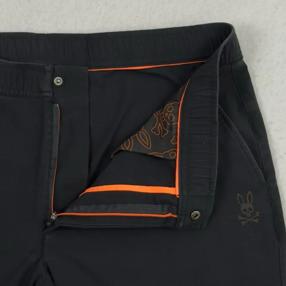 Psycho Bunny Tech Jogger Mens Large Black Nylon Cotton Stretch Golf Casual